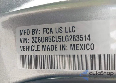 2020 Ram 2500 Tradesman 4X4 6'4 Box z USA, uszkodzony, nr VIN 3C6UR5CL5LG283514